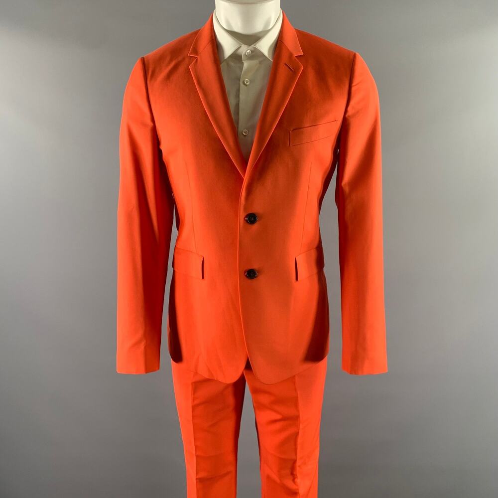 PAUL SMITH Size 38 Orange Wool Blend Notch Lapel Suit